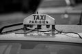 Parisian taxi on the streets of the city.